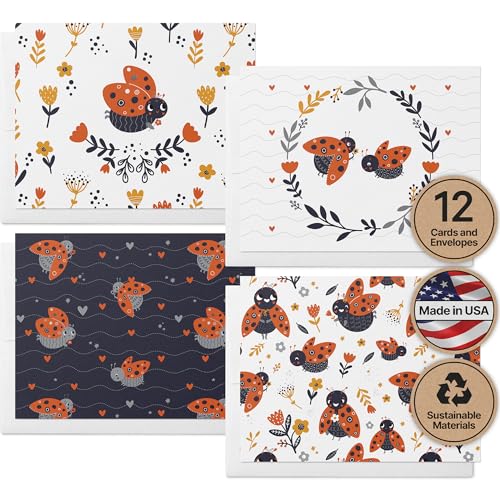 Image of Twigs Paper Little Ladybugs Thank You Cards, 12 Blank Note Cards