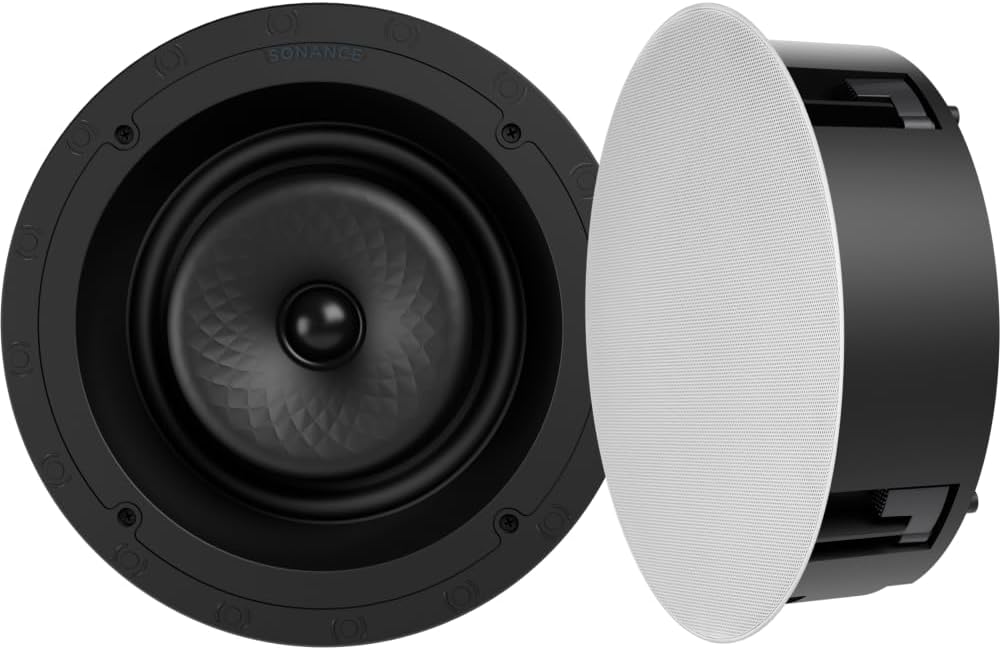 Sonance VX80R Visual Experience Series 8" Large Round 2-Way in-Ceiling Speakers (Pair) Paintable White