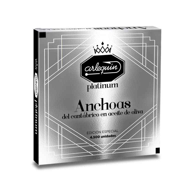 ARLEQUIN Serie Platinum Anchoa del Cantábrico, Elaborada a Mano en Santoña, en Aceite de Oliva (1 Lata (110 grs y 12 Filetes)