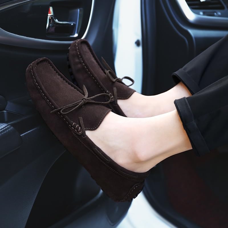 Men's Loafers Shoes Square Toe Nubuck Leather Moccasins Boat Shoes Anti-Slip Comfortable Flat Heel Classic Fashion Slip-ons4