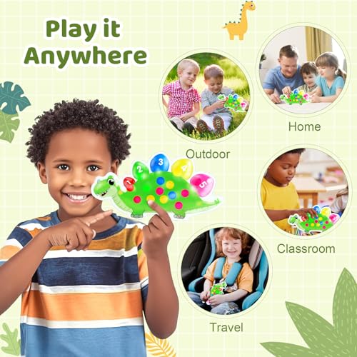 Dinosaurier Farbensortierspiel Zählen Superweiches Squeeze Sensorikspielzeug für Kleinkinder Montessori Lernspiel Farberkennung Feinmotorik Training Reise Anti Stress Spielzeug ab 3 Jahren (Grün)