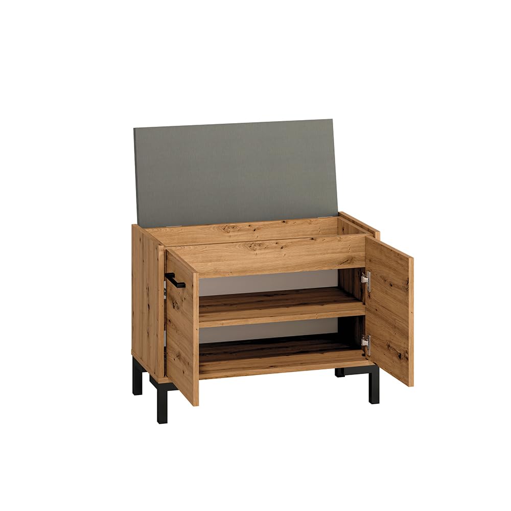 Lomadox Gardeoben-Set 3-teilig mit Paneel und Garderobenschrank | Moderne Flurgarderobe in Artisan Eiche Nb.