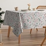 GAMUSI Mantel Navidad Antimanchas Algodón Mesa Comedor Decoración Navideña Rectangular Tacto Tela 160x100 cm