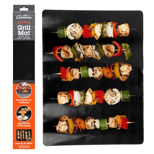 Grilling Mat (13.25x18")- Heavy Duty 100% Non-Stick Reusable BBQ Grilling Sheet & Baking Pan Liner- Use in Outdoor Barbecue Grill & Indoor Oven- Heat Safe up to 500° F- Grilling Gift for Fathers Day -  Cameron Cookware, BS01650