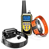 F-color Dog Training Collar with Remote - Waterproof Dog Shock Collar for Dogs with Anti-Lost Light Beep Vibration Shock (1-Pack PVC Collar in Pure Yellow+Black)