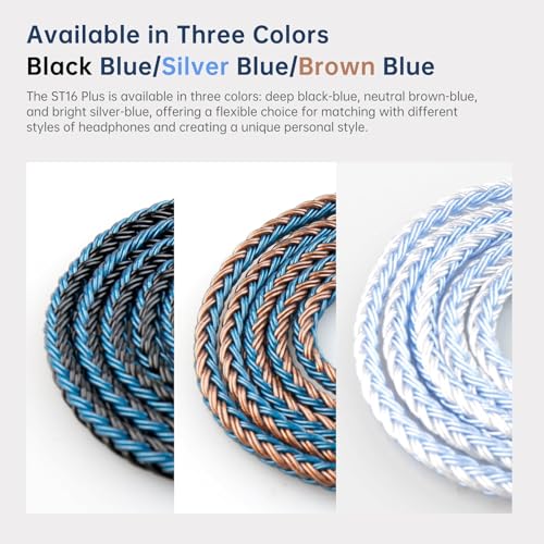 keephifi 2 Meter Length Earphone Cable KBEAR ST16 Plus 16-core 2M Length 5N OCC Silver-Plated Upgrade Braided Headphone Extension Cords with 3.5 Gold-Plated Plug (2.5MM MMCX, Black Blue)