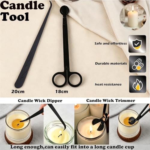 Image of 135PCS Candle Making Kits with Candle Wick Trimmer(7IN)& Dipper,Big Eye Long Needle Mold Hook Punch Needle for Inserting Wick,Cotton Wick with Metal Sustainer Tabs,Wick Stickers for Candle Lovers