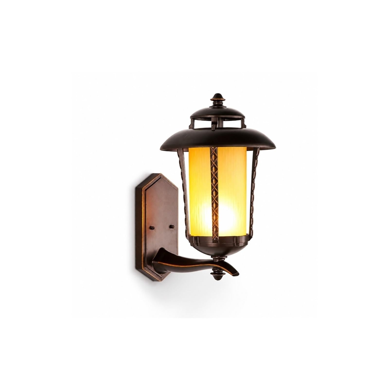 OZBMA Modern Outdoor Wall Light, Dark Coffee Lantern, IP65 Waterproof Aluminum Exterior Sconce with Amber Glass Shade, Porch Lighting Fixtures for Garden Entrance Backyard Threshold