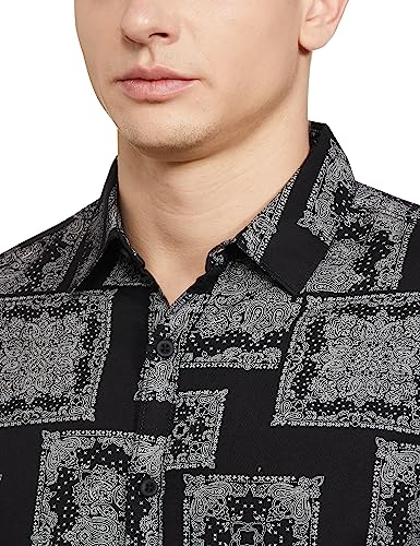 Image of Spykar Men's Regular Fit Raised Collar Full Sleeve Printed Casual Shirts