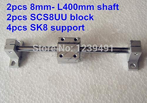 Ochoos Linear axis: 2pcs 8mm - 400mm + 2pcs SCS8UU Linear Block + 4pcs SK8 Shaft Support