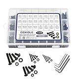 CCKOLE Schrauben und Muttern Set Kohlenstoffstahl, Schraube Unterlegscheiben Sechskopf-Knopf Sortiment Kit M2 M3 M4 M5 Schwarz mit Aufbewahrung Box (1225 Stück)