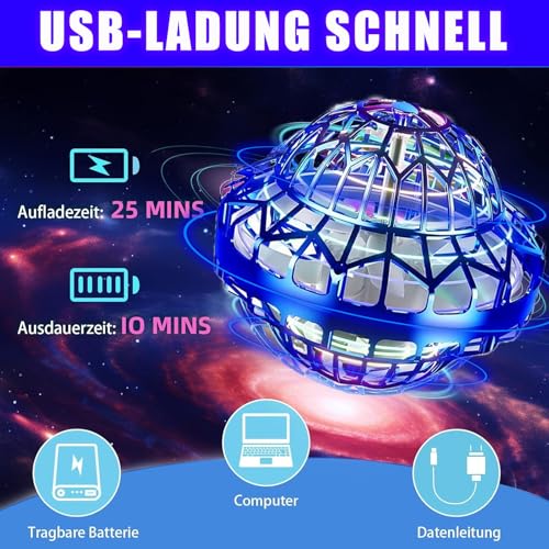 YKHSUAOU Fliegender Ball für Kinder, Flying Ball, Drohne Hover Orb Balls, Boomerang Balls UFO Fliegender Spielzeug Geschenk für Kinder Erwachsene ab 6 8 10 12 Jungen Mädchen Indoor & Outdoor Spielzeug