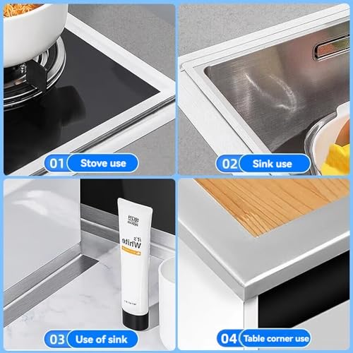 Image of YIZHI Aluminum Foil Tape，Oil-Proof Decorative Sealing Tape，Caulk Strip，1.77inch x 32.8Ft Self Adhesive Waterproof Repair Duct Tape for Bathtub Bathroom Kitchen Sink Basin Edge and Wall Sealing
