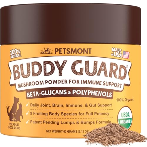 Petsmont Buddy Guard for Lumps and Bumps, Lipoma for Dogs & Cats, Patent Pending Organic 9 Mushroom...