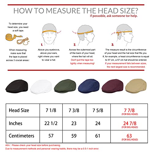 Jangoul Men Ivy Cap Cotton Twill Newsboy Flat Cap (White, 7 5/8) #TOP6