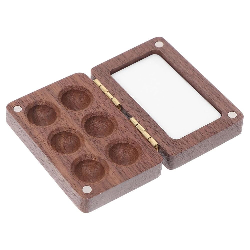 Rersduyt Black Compact Paint Organization: 6-Grid Empty Palette In Walnut, Ideal For Travel