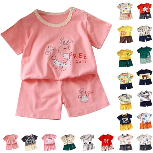 Baby Boys Girls Cotton 𝐏ajamas Short Sleeve Summer Outfits Crewneck Tops and Shorts Sl𝐞epwear Dinosaur Loung𝐞wear2
