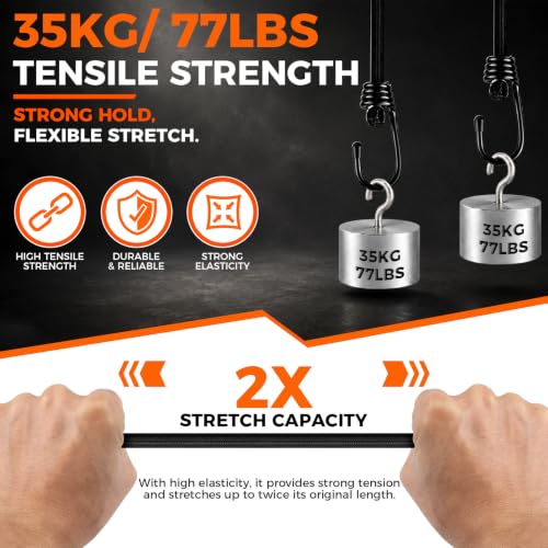 Image of 4-Piece 48 Inch Bungee Cords with Hooks, Heavy Duty Outdoor Elastic Bungee Straps, Industrial Grade Bungee Cord for Securing Tarps, Luggage, Tents, Bikes or Garden Tidying