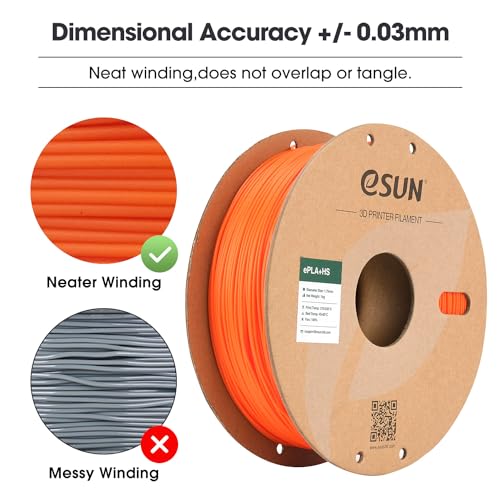Image of eSUN High Speed PLA+ Filament 1.75mm, 3D Printer Filament Speedy PLA Plus for Fast Printing, Dimensional Accuracy + /- 0.03mm, 1KG Cardboard Spool (2.2 LBS) 3D Printing Filament for 3D Printers, Orange