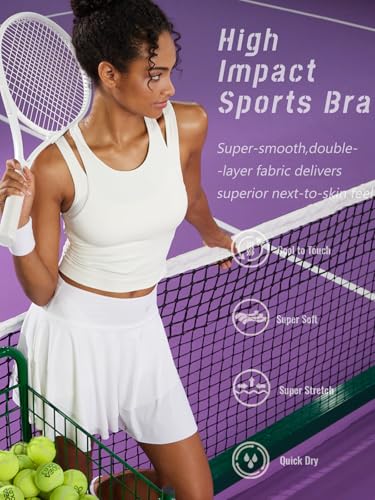 Image of RUNNING GIRL Sports Bras for Women High Impact Seamless Ribbed Longline High Neck Workout Crop Tank Tops Padded