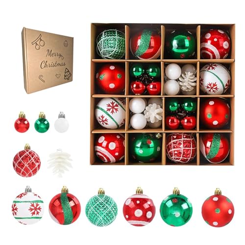 suzmei 42 Pcs Christmas Ball Ornaments, Hanging Baubles Balls Ornaments, Decoration Set, Delicate Xmas Theme Painting & Glittering Pendants Decorative Red-Green suzmei 42 Pcs Christmas Ball Ornaments, Hanging Baubles Balls Ornaments, Decoration Set, Delicate Xmas Theme Painting & Glittering Pendants Decorative Red-Green