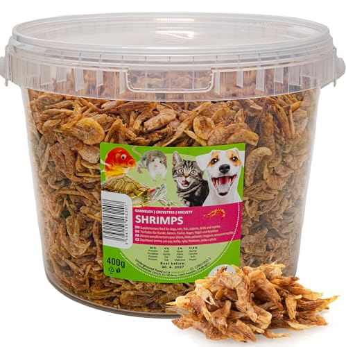 UGF - Getrocknete Garnelen - 400g im 3 Liter Eimer, Shrimp Insekten, Vogelfutter Wildvögel Ganzjährig, Hunde Leckerlis, Schildkröten Futter, Nagetierefutter, Eidechsenfutter, Fischfutter