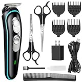 Hair Clipper for Men Professional Cordless Clippers Rechargeable Electric Hair Trimmer Beard Trimmer Kit for Kid and Adults Suitable for Home Daily Use Comes with Scissors 4 Guide Comb