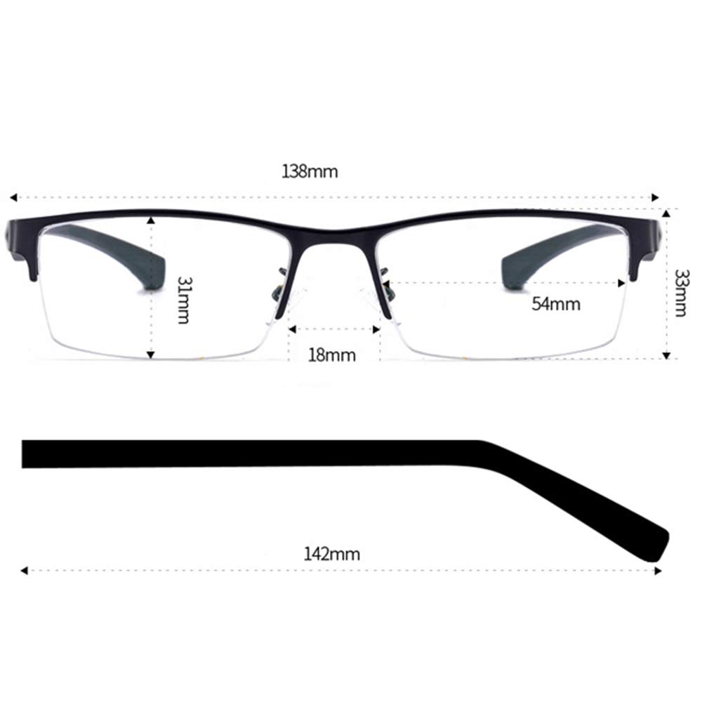 Progressive Lesebrille Bifokal, Selbsttönende Multifokale Sonnenbrille, Photochrome Herren Halbbrille Anti-Müdigkeit +2.50