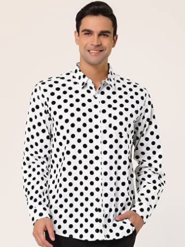 uxcell Men's Shirts Polka Dots Long Sleeve Slim Fit Printed Dress Button Down Shirt2