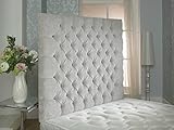 CROWNBEDSUK - Cabecero de cama Chesterfield para pared, chenilla con botones a juego (75, 90, 120, 135, 150, 180 cm, con 90 o 110 cm de altura), piedra, 2FT6 SMALL SINGLE 36