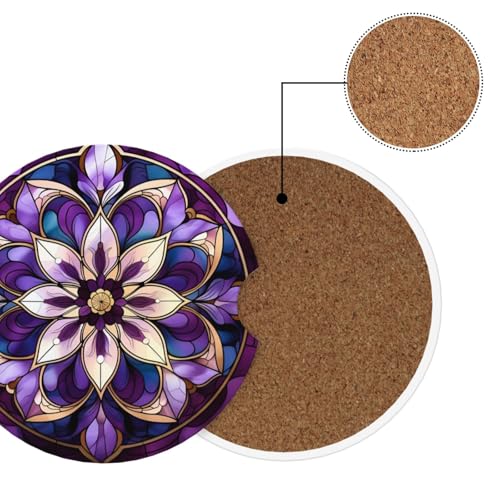 2pcs Portavasos para Auto Mandala Bohemio Morado miniatura 6