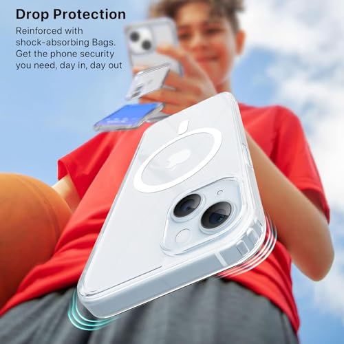 Image of Vaku Luxos Glassy Magpro Back Cover Case for iPhone 15 Shockproof Slim Thin Non-Yellowing Scratch Resistant Military-Grade Protection Compatible with MagSafe - Transparent
