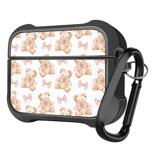 Image of MINGDAO Compatible with AirPods 4 (2024) Case, Stylish PU Leather Design and TPU Shockproof Protective Cover Case with Keychain, Bears MD7448
