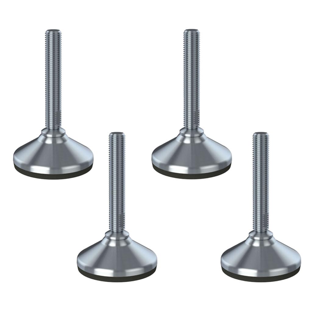 Pie de nivelación inoxidable 16x100x80mm base y almohadilla antivibración 1500kg-Set de 4