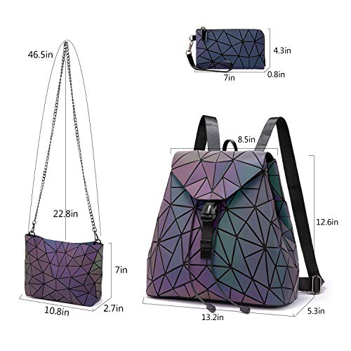 LOVEVOOK Geometric Luminous Purses and Handbags for Women Holographic Reflective Crossbody Bag Wallet3