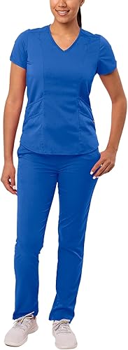 Adar Pro Core - Conjunto médico clásico para mujer, camiseta médica con cuello en V y pantalones de yoga a medida
