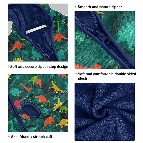 Dinosaurs Boys Fleece Hoody Jacket Zip Up Coat Warm Fall Winter Plush Jacket Long Sleeve Outerwear3