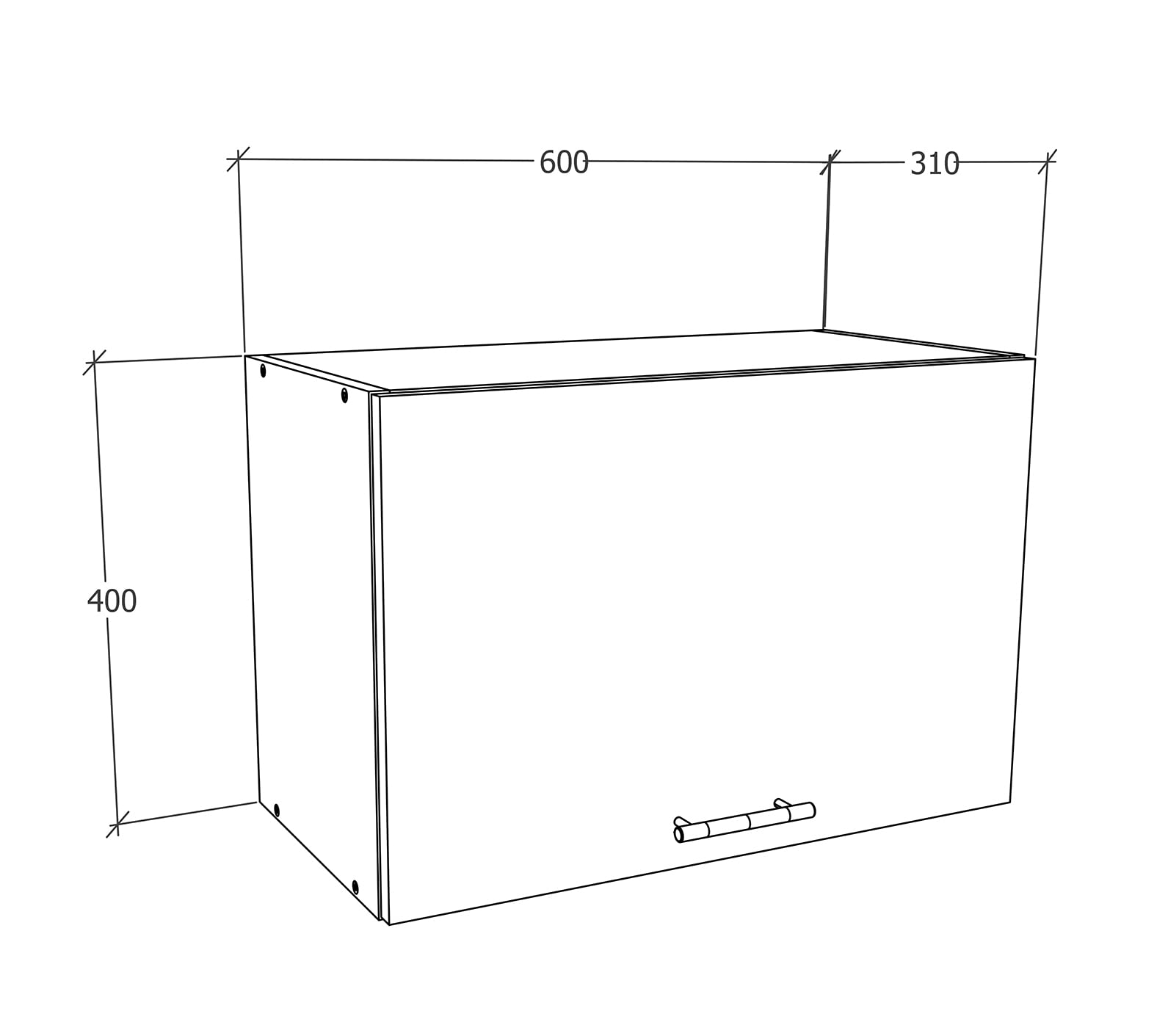 VCM Armoire Suspendue 1 Porte, Bois d'ingénierie, Blanc/Anthracite, Taille Unique