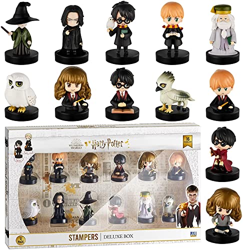 Self Inking Harry Potter Stampers - Set of 12 - Harry Potter Accessories | Mini Toy Figurines for a Harry Potter Party, Cake Topper, Collectibles, 2.5 Inches