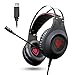 NUBWO PC Gaming Headset, N2 USB Cuffie di Gioco Surround Sound con Interruttore Mic Mute Situato sul Mic Shell, Cuffie Over-Ear per PC/PS4/Mac/Laptop-Nero