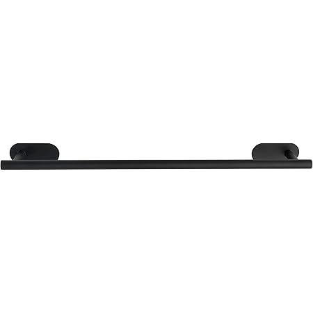 WENKO Turbo-Loc® Toallero Uno Orea Black mate acero fino - toallero de barra, toallero, fijar sin taladrar, Acero inoxidable, 60 x 4.5 x 7 cm, Negro