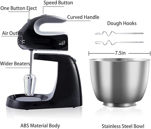 Miniatura 3 de Batidora de pie, mezcladores de cocina, mezclador de pie eléctrico de mano, mezclador de pie 2 en 1 eléctrico de 5 velocidades 150 W con botón de