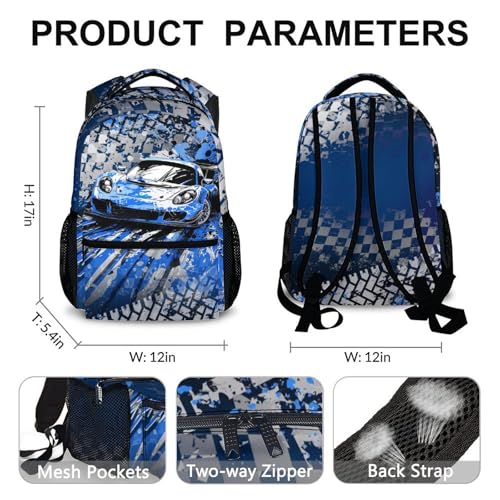 Kids School Backpack, Racing Car Bookbag, Cool Racing Backpacks for Preschool Elementary Kindergarten, Large Capacity Schoolbag for Travel School Picnic Vacation2
