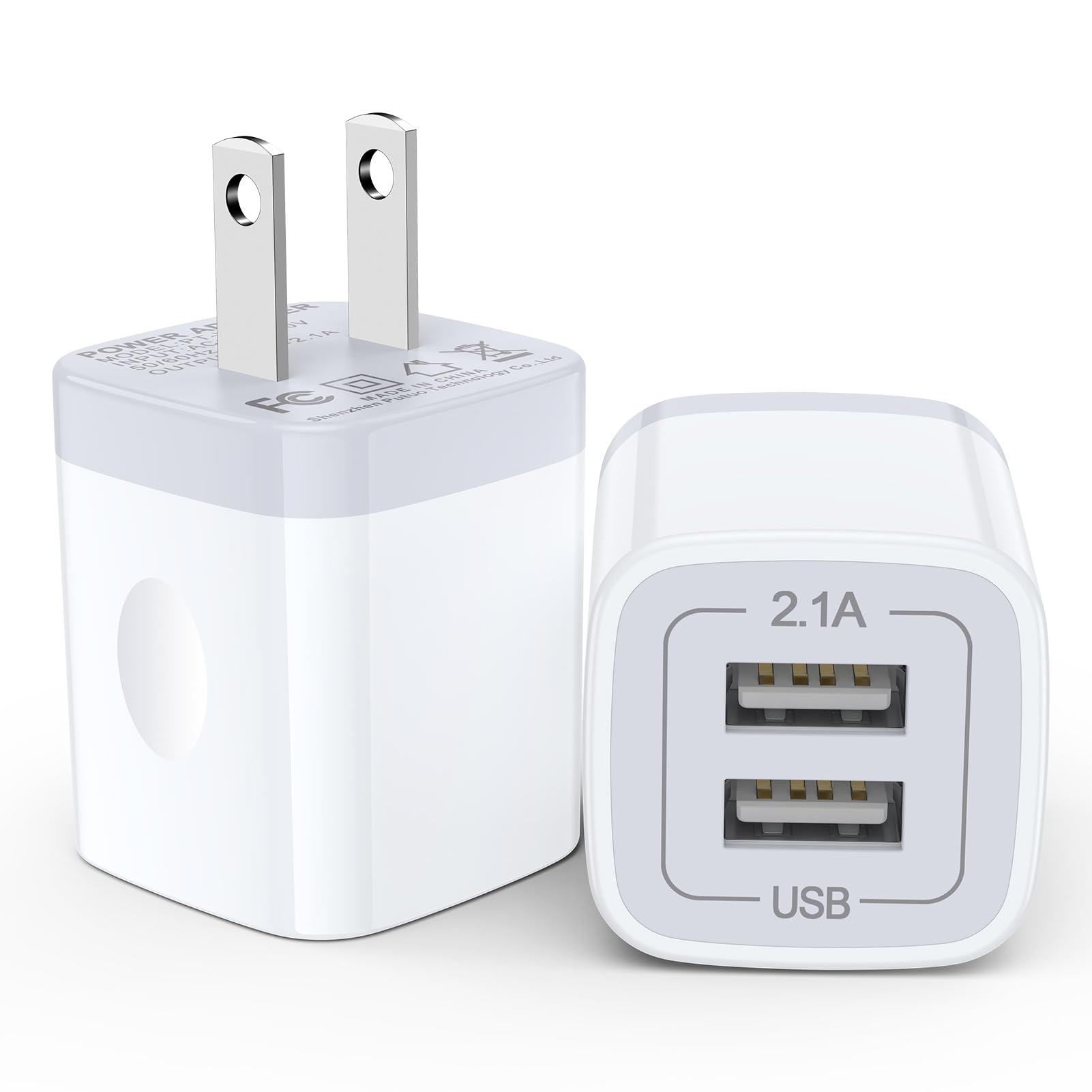 USB Charger Block 5V 2 1A iPhone Charging Cube Dual Port Fast Charging Brick Travel USB Wall Plug