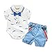 Produktbild BeautyTop Kleidung Set Baby Sommer Kleidung Set Kleidung Baby Junge Kleiderset 2Pcs/Set Kinder Kind Junge Fliege Gentleman Denim Jumper Kurzarm Top + Shorts (0-6Monat)