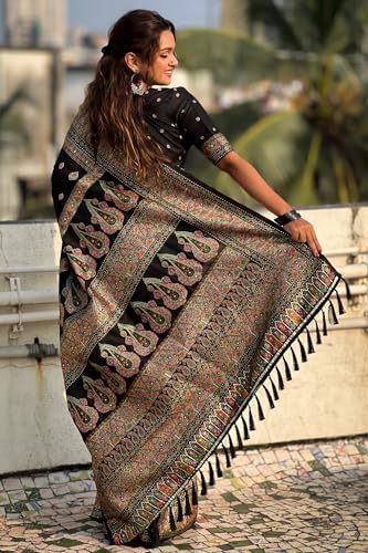 Image of SGF11 Women's Kanjivaram Pure Soft Silk Saree With Unstitched Blouse Piece