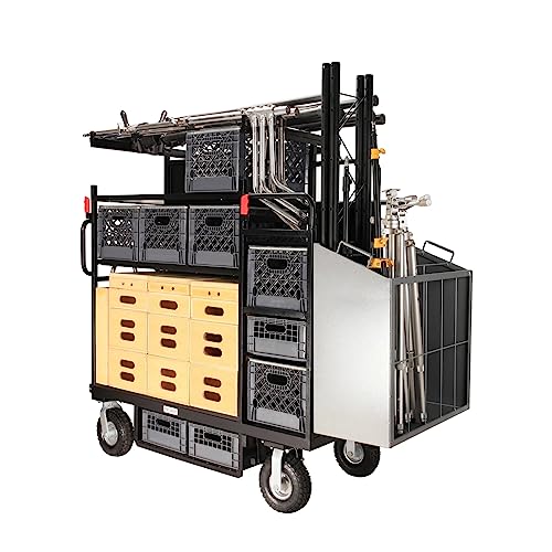 PROAIM Vanguard Grip Equipment Cart for Film/Studio/Stage. Stores, Carries & Takes Your Gear to Shoot Locations. Adjustable Mid Shelf & Pull Bar, 2-Swivel & 2-Rigid Wheels. 1100lb Payload (CT-VNGD-01)