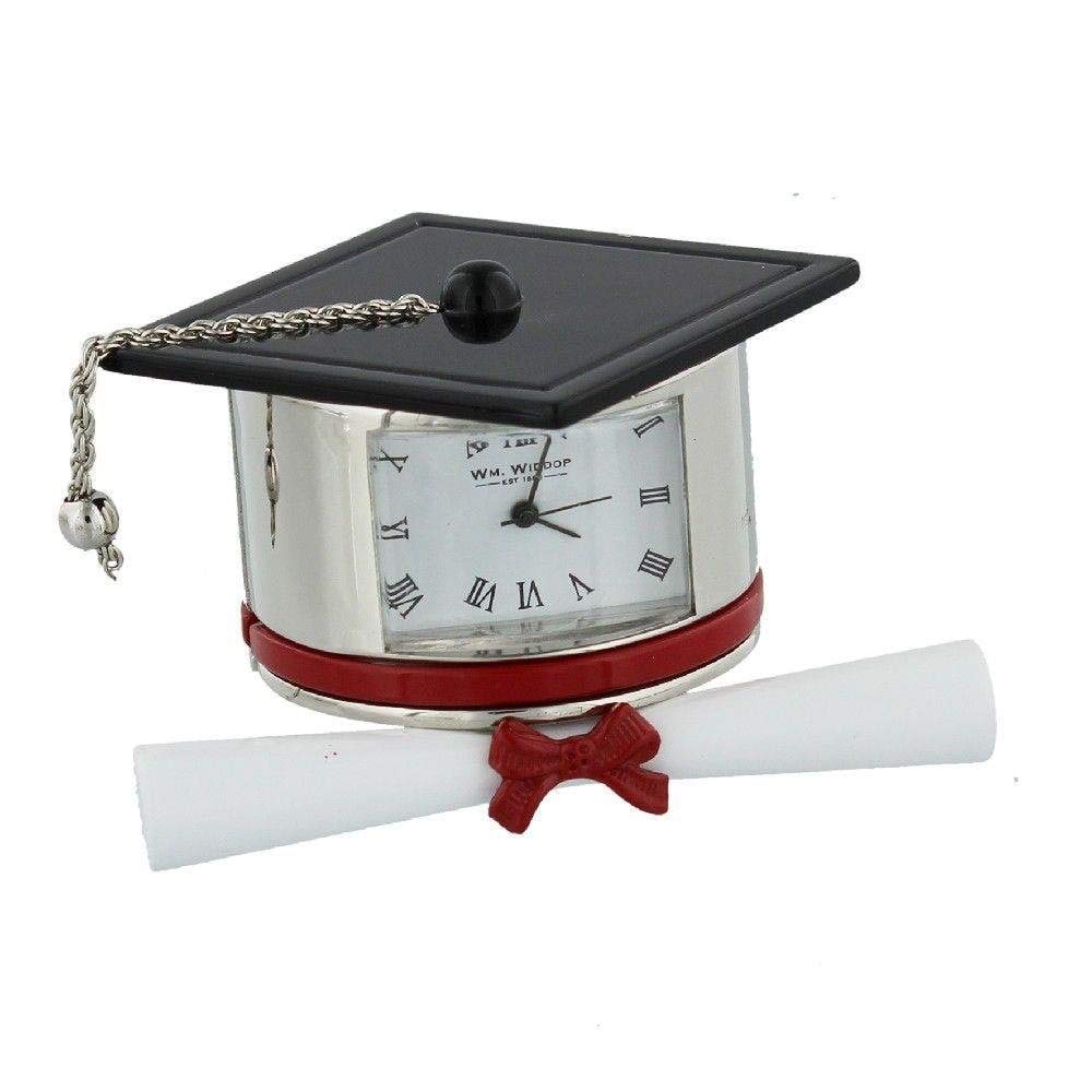 W M WiddopMiniature Graduation Hat & Scroll Novelty Desktop Collectors Clock 9343