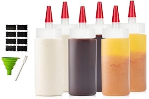 4 Oz Plastic Squeeze Bottle Pack - Reusable Ketchup Bottles with Lids...