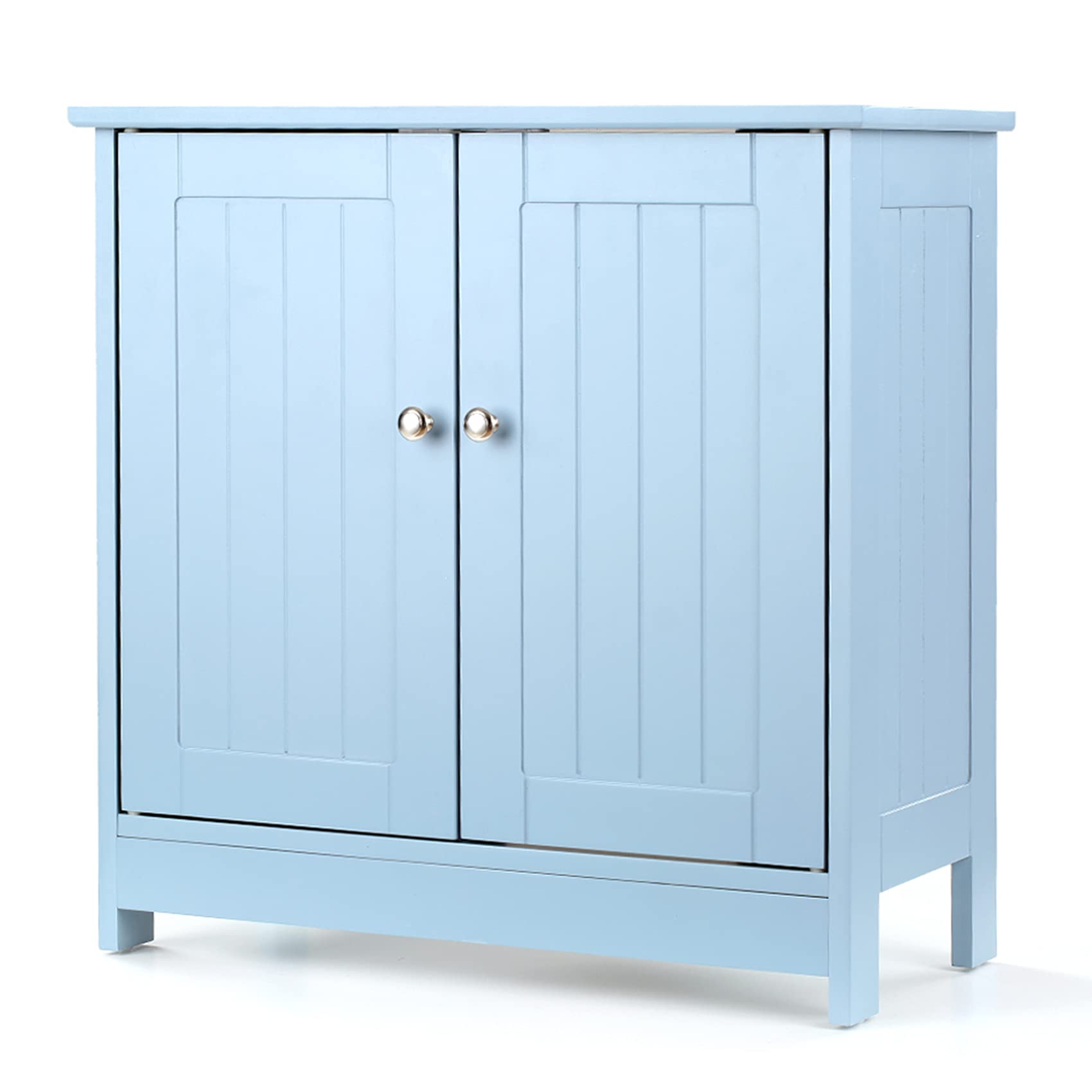 Modern Under Sink Storage Cabinet with Doors Bathroom Vanity Furniture 2 Layer Organizer (Blue)